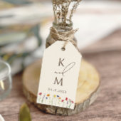 Étiquettes-cadeau Mariage de fleurs Fleur sauvage de Monogramme colo
