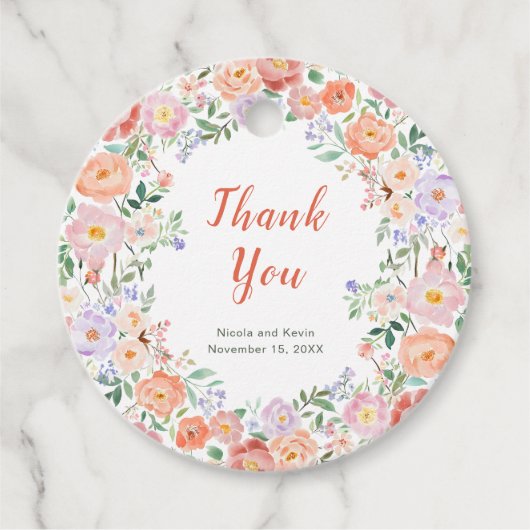 Étiquettes Cadeau Mariage de fleurs printanières (Devant)