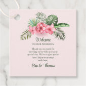 Étiquettes Cadeau Mariage de fleurs tropicales roses (Devant)