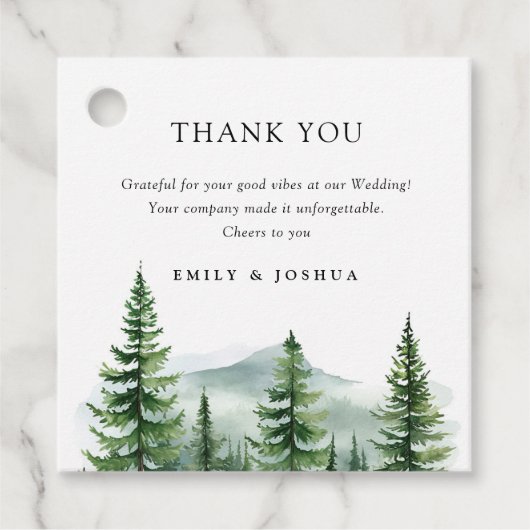 Étiquettes Cadeau Mariage de forêt de pins rustiques (Devant)
