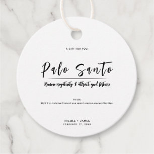 Étiquettes Cadeau Mariage de Fumigation Minimal Moderne Palo Santo