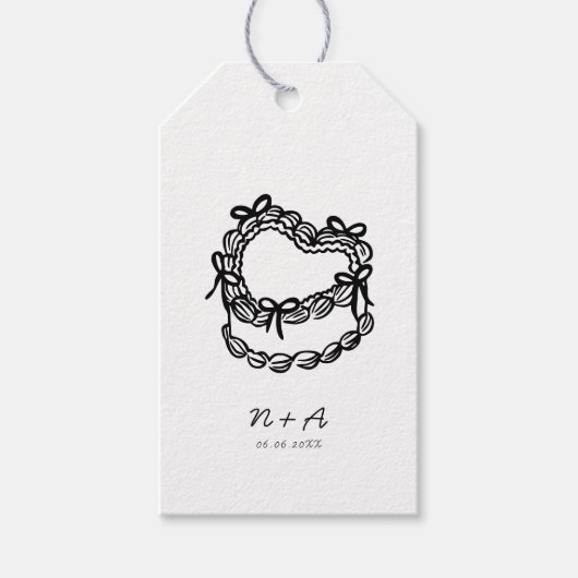 Étiquettes-cadeau Mariage de gâteau à main fantaisie (Devant)
