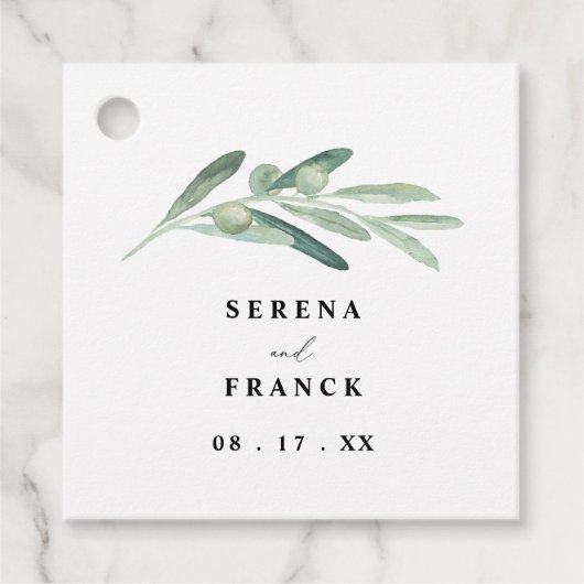 Étiquettes Cadeau Mariage de la branche d'olivier rustique (Devant)