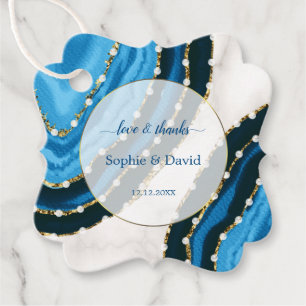 Étiquettes Cadeau Mariage de l'agate Pearles de couleur bleu marine
