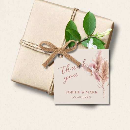 Étiquettes Cadeau Mariage de laiton Rustique Boho Pampas