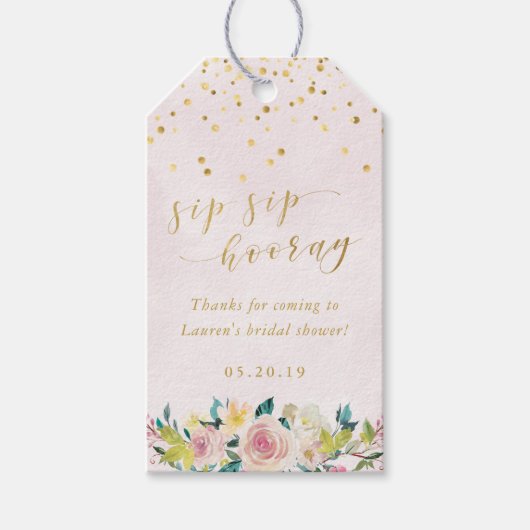 Étiquettes-cadeau Mariage de l'heure de Sip Sip rose pâle (Devant)