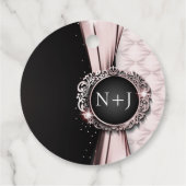Étiquettes Cadeau Mariage de luxe élégant rose & noir (Dos)