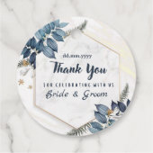 Étiquettes Cadeau Mariage de Merci à cadre bleu blanc (Dos)