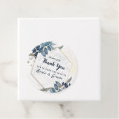 Étiquettes Cadeau Mariage de Merci à cadre bleu blanc (En situation)
