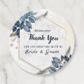 Étiquettes Cadeau Mariage de Merci à cadre bleu blanc (Devant)