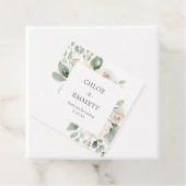 Étiquettes Cadeau Mariage de Merci blanc aux Eucalyptus (En situation)