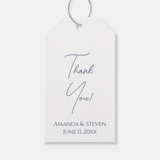 Étiquettes-cadeau Mariage de Merci bleu simple (Devant)