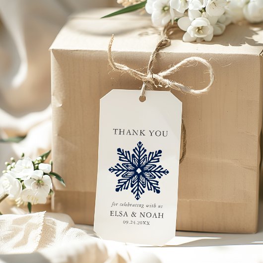 Étiquettes-cadeau MARIAGE DE Merci BLEUE NUIT SIMPLE SNOWFLAKE