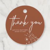 Étiquettes Cadeau Mariage de Merci de Boho Orange Brûlé (Devant)