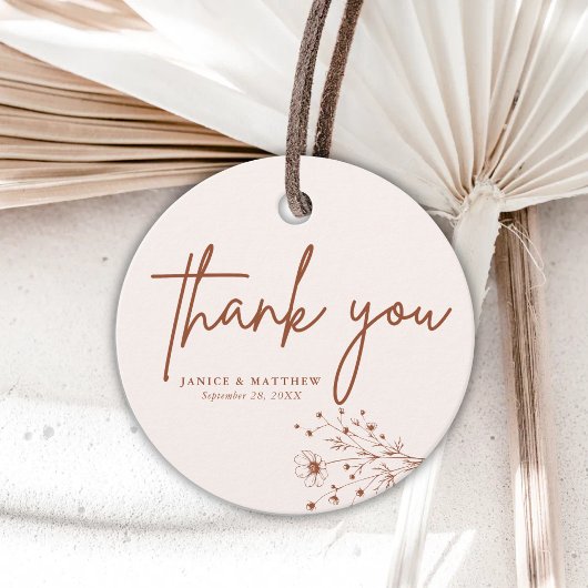 Étiquettes Cadeau Mariage de Merci de Boho Orange Brûlé