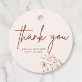 Étiquettes Cadeau Mariage de Merci de Boho Orange Brûlé (Devant)