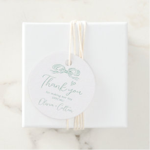 Étiquettes Cadeau Mariage de Merci de de Bow Elegant Vert