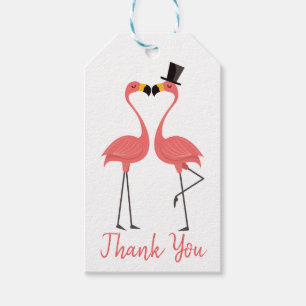 Étiquettes-cadeau Mariage de Merci de Flamant rose rose tropical