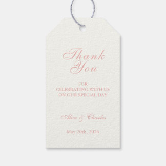Étiquettes-cadeau Mariage de Merci de pois doux rose et crème
