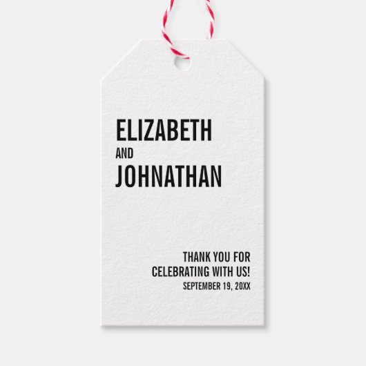 Étiquettes-cadeau Mariage de Merci de typographie simple et minimale (Devant)