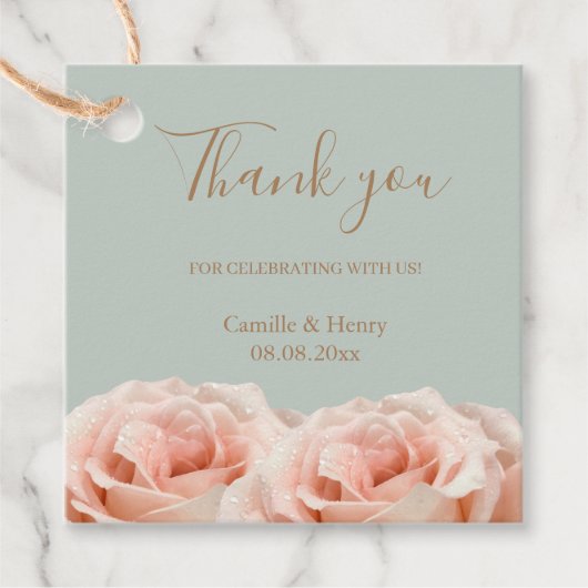 Étiquettes Cadeau Mariage de Merci Élégant Rose Sage (Devant)