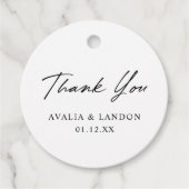 Étiquettes Cadeau Mariage de Merci noir blanc simple (Devant)