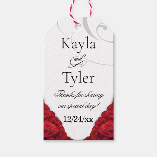Étiquettes-cadeau Mariage de Merci Red Roses (Devant)
