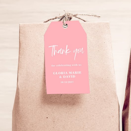 Étiquettes-cadeau Mariage de Merci rose