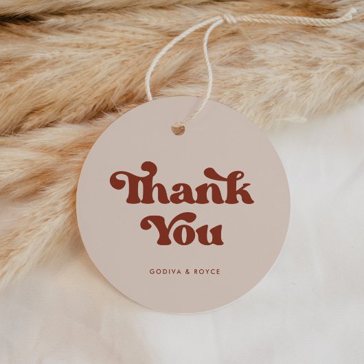 Étiquettes Cadeau Mariage de Merci rose pêche élégant rétro