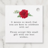 Étiquettes Cadeau Mariage de message Merci Red Roses Florals (Dos)