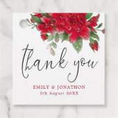 Étiquettes Cadeau Mariage de message Merci Red Roses Florals (Devant)