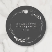 Étiquettes Cadeau Mariage de monogramme de germe noir et blanc (Dos)