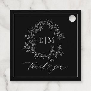 Étiquettes Cadeau Mariage de monogramme moderne noir blanc poitrine