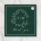 Étiquettes Cadeau Mariage de monogramme vert émeraude moderne (Dos)