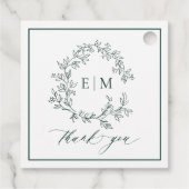 Étiquettes Cadeau Mariage de monogramme vert émeraude moderne (Dos)