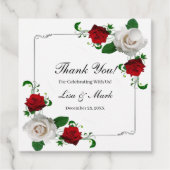 Étiquettes Cadeau Mariage De Noël Rose Rouge Et Blanc (Dos)