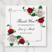 Étiquettes Cadeau Mariage De Noël Rose Rouge Et Blanc (Devant)