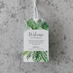 Étiquettes-cadeau Mariage de palme sauvage Tropical Bienvenue