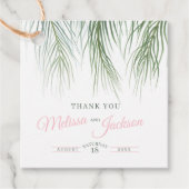 Étiquettes Cadeau Mariage de palme tropicale grâce vert foncé blanc (Devant)