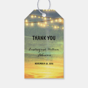 Étiquettes-cadeau Mariage de palmiers de plage String Lights
