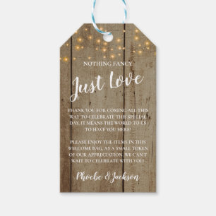Étiquettes-cadeau Mariage de panier d'accueil Rustique