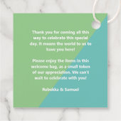 Étiquettes Cadeau Mariage de panier de bienvenue Retro Green Blue (Dos)