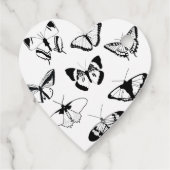 Étiquettes Cadeau Mariage de papillons noirs et blancs (Dos)