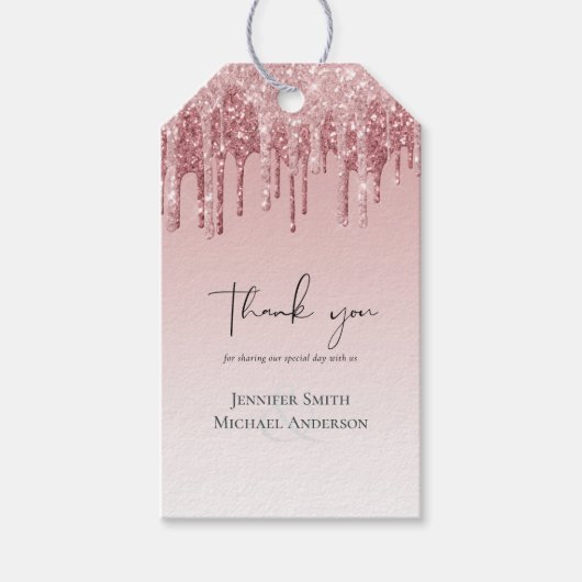 Étiquettes-cadeau MARIAGE de Parties scintillant rose or Rose (Devant)