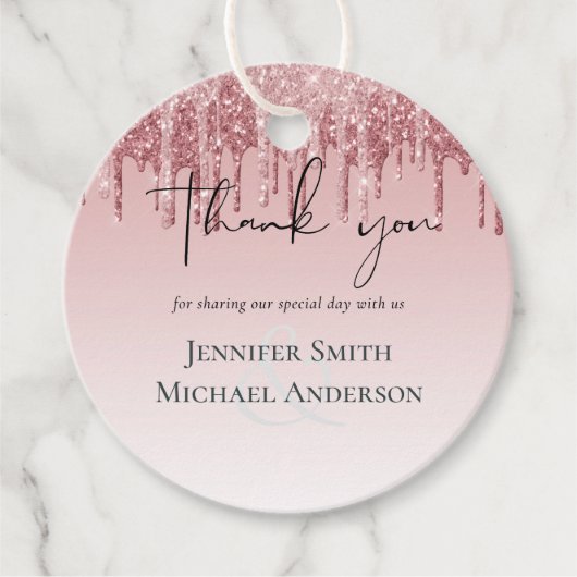Étiquettes Cadeau MARIAGE de Parties scintillant rose or Rose (Devant)