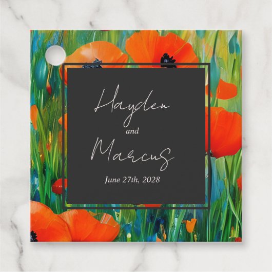 Étiquettes Cadeau Mariage de pavot botanique floral (Devant)