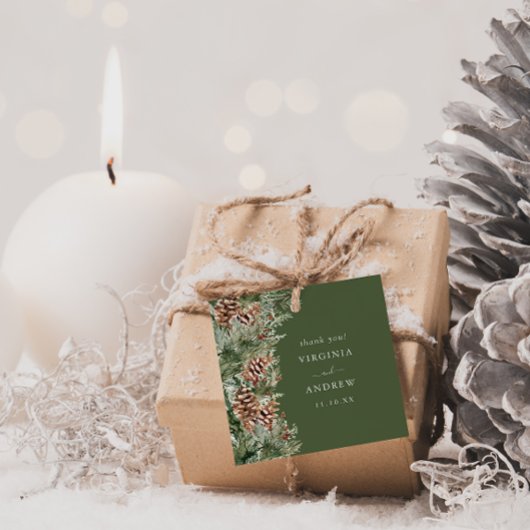 Étiquettes Cadeau Mariage de pin vert