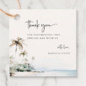 Étiquettes Cadeau Mariage de plage sur l'île tropicale (Devant)