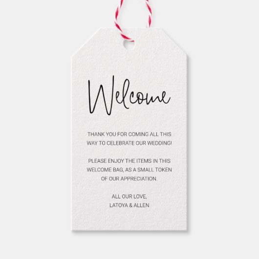 Étiquettes-cadeau Mariage de poche de bienvenue moderne (Devant)