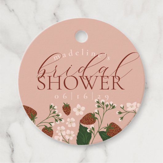 Étiquettes Cadeau Mariage de Printemps aux Fraises (Devant)